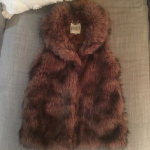 BB Dakota faux fur long vest brown